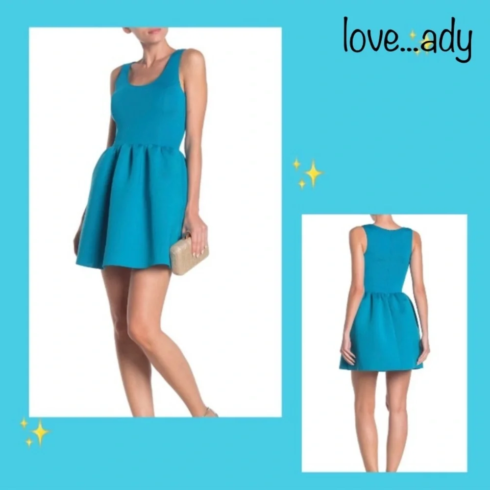 Sleeveless Fit and Flare Scuba Dress -french blue